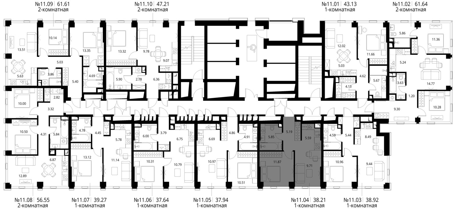 1-комнатная квартира, 38,2 м² — фото 2