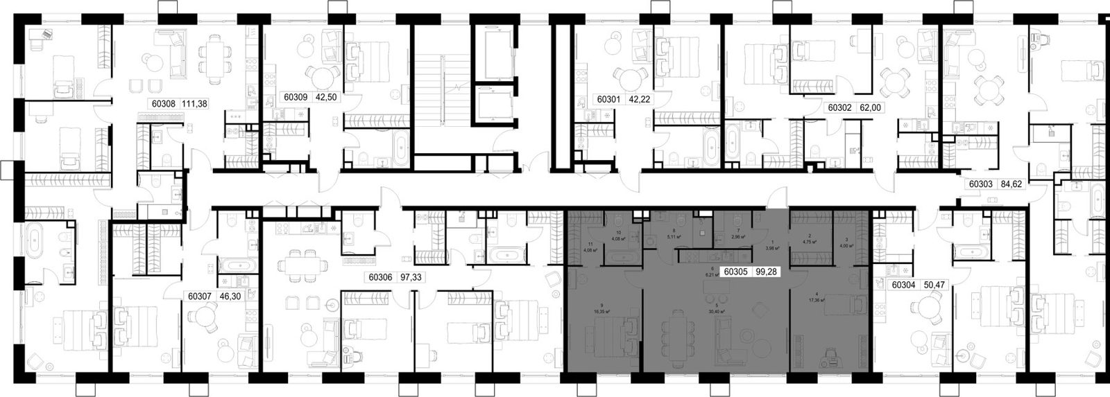 2-комнатная квартира, 99,3 м² — фото 3