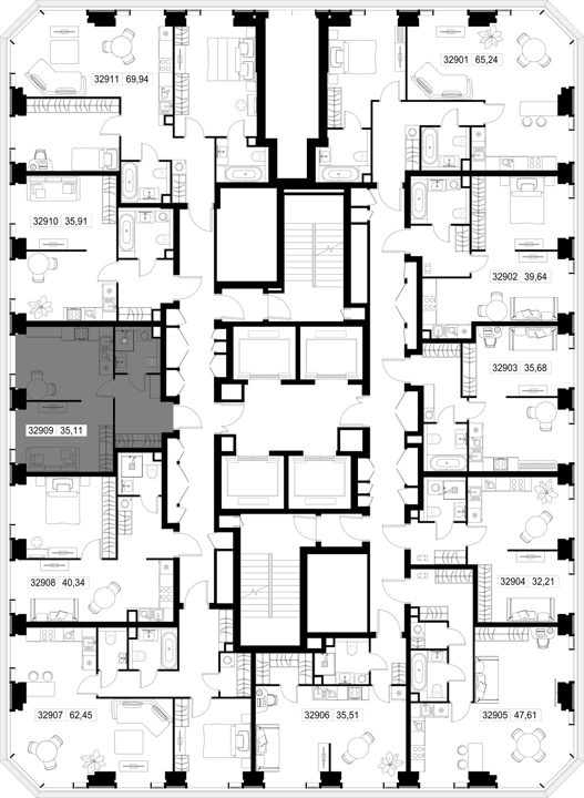 1-комнатная квартира, 35,1 м² — фото 3
