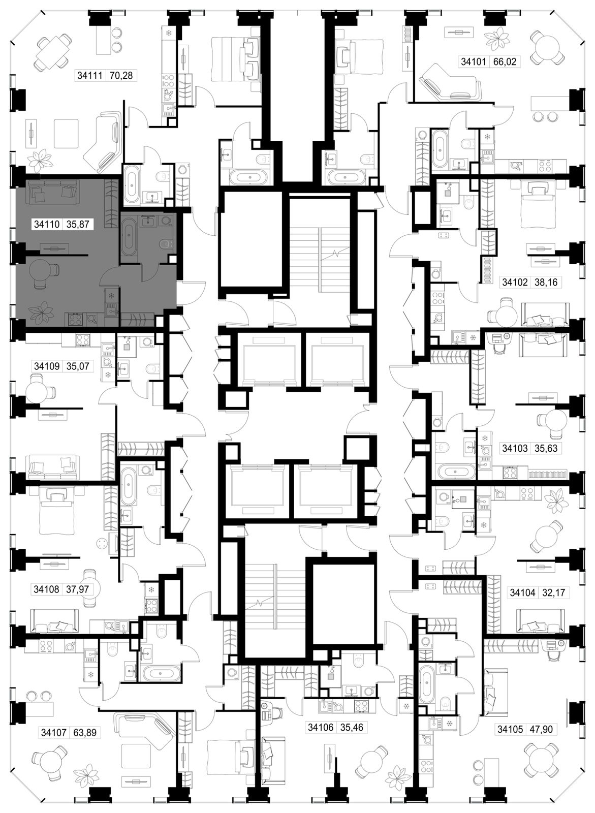1-комнатная квартира, 35,9 м² — фото 3