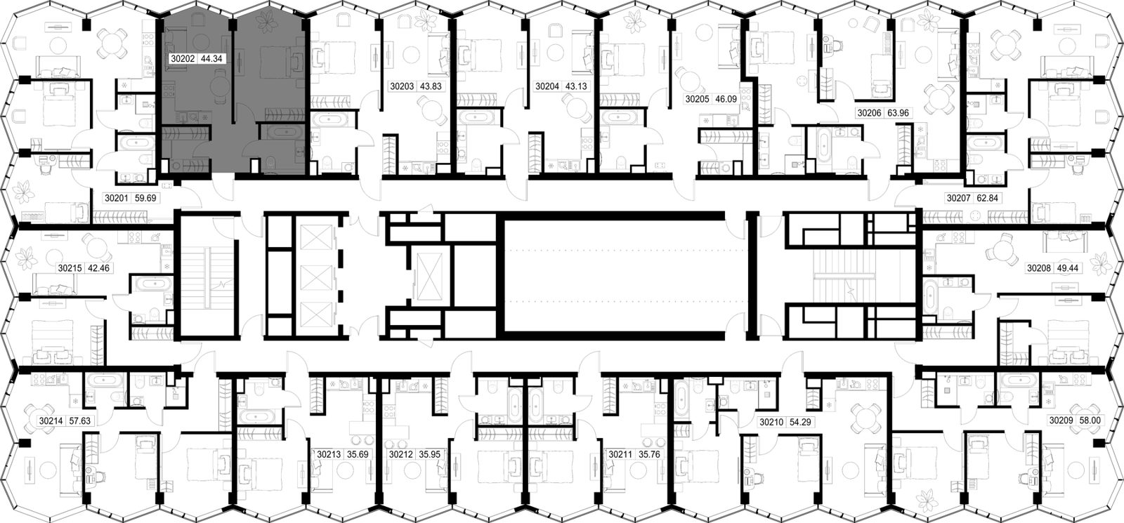1-комнатная квартира, 44,3 м² — фото 2