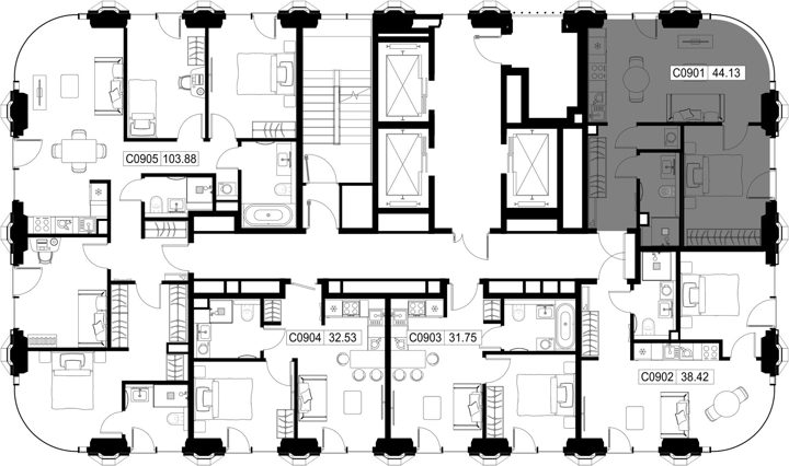 1-комнатная квартира, 44,1 м² — фото 2