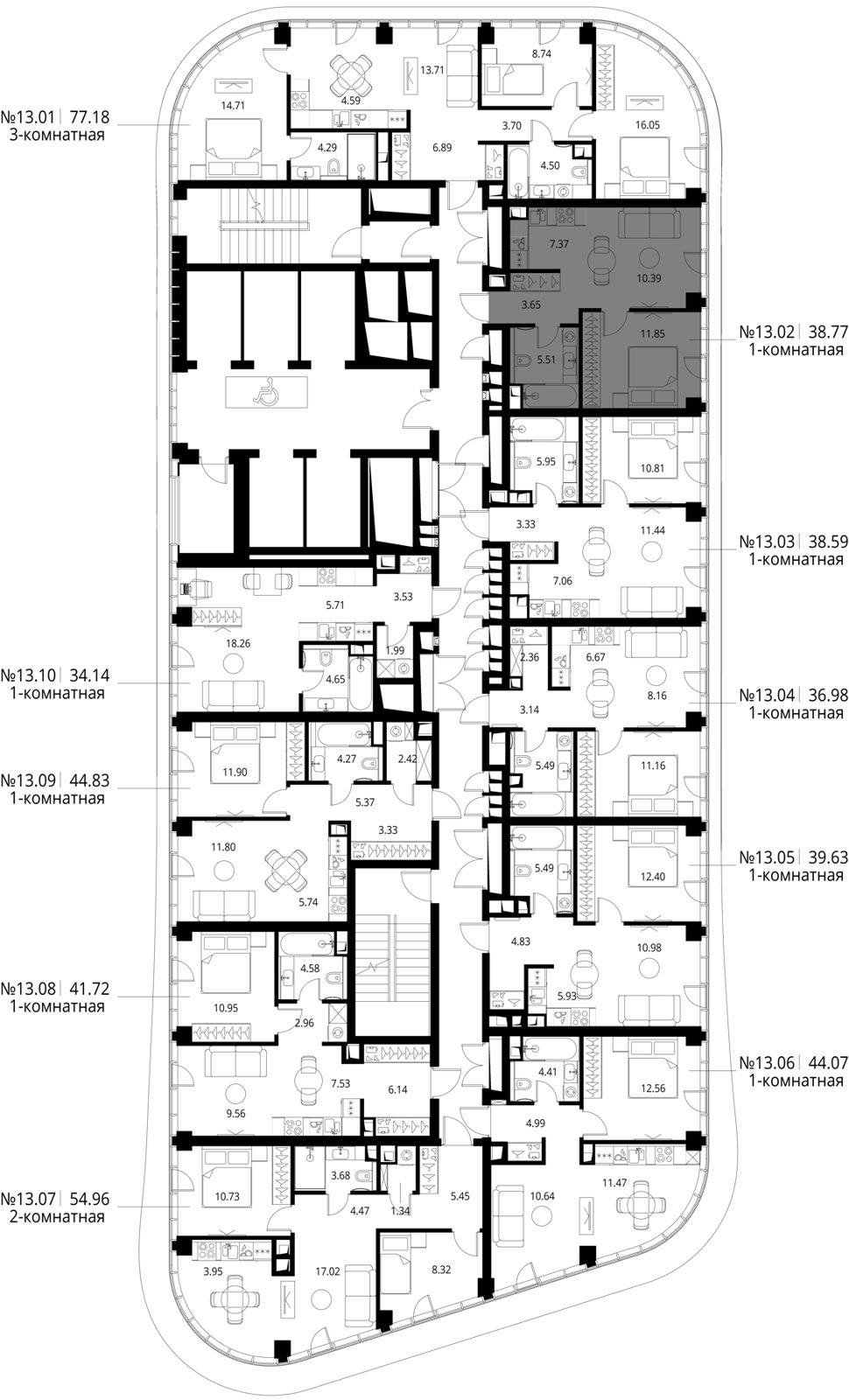 1-комнатная квартира, 38,8 м² — фото 2