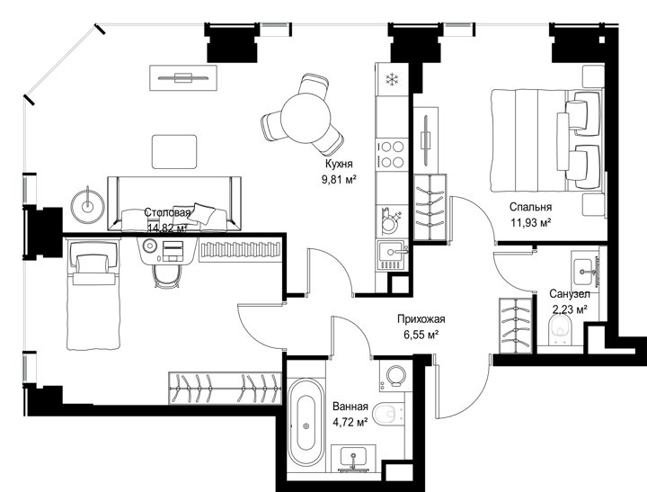 2-комнатная квартира, 63,1 м² — фото 2