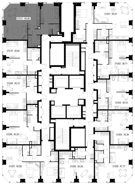 2-комнатная квартира, 63,1 м² — фото 3