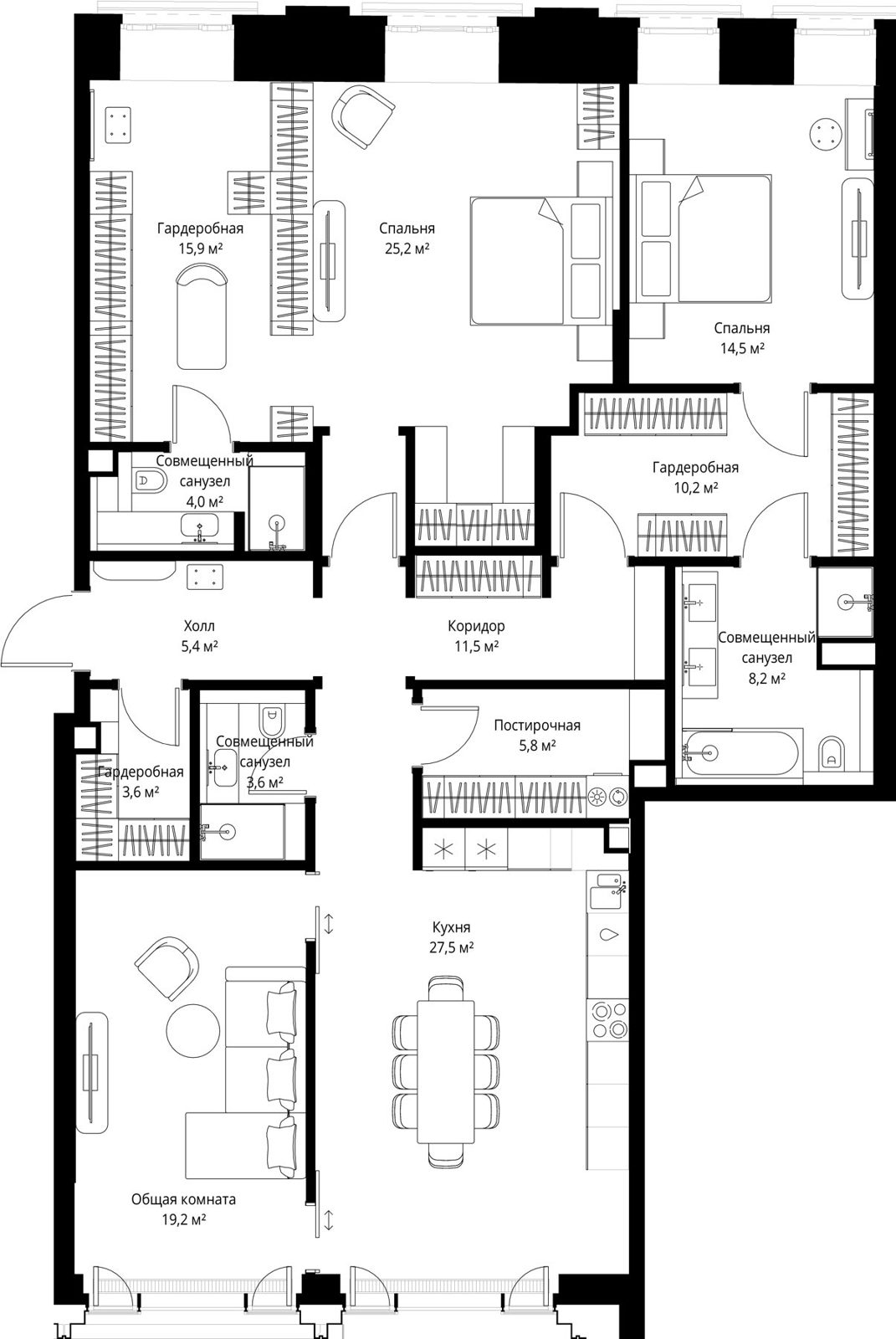 2-комнатная квартира, 154,6 м²