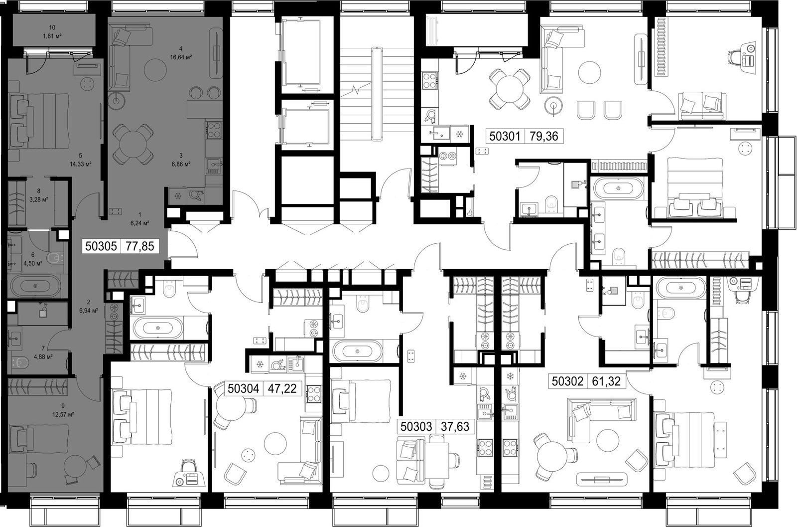 2-комнатная квартира, 77,8 м² — фото 2