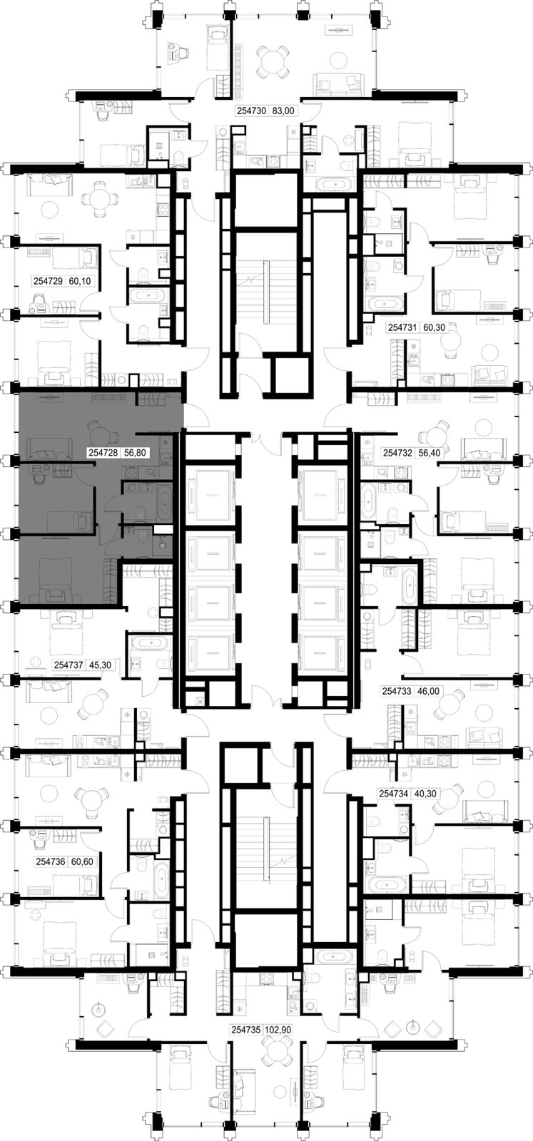 2-комнатная квартира, 56,8 м² — фото 2