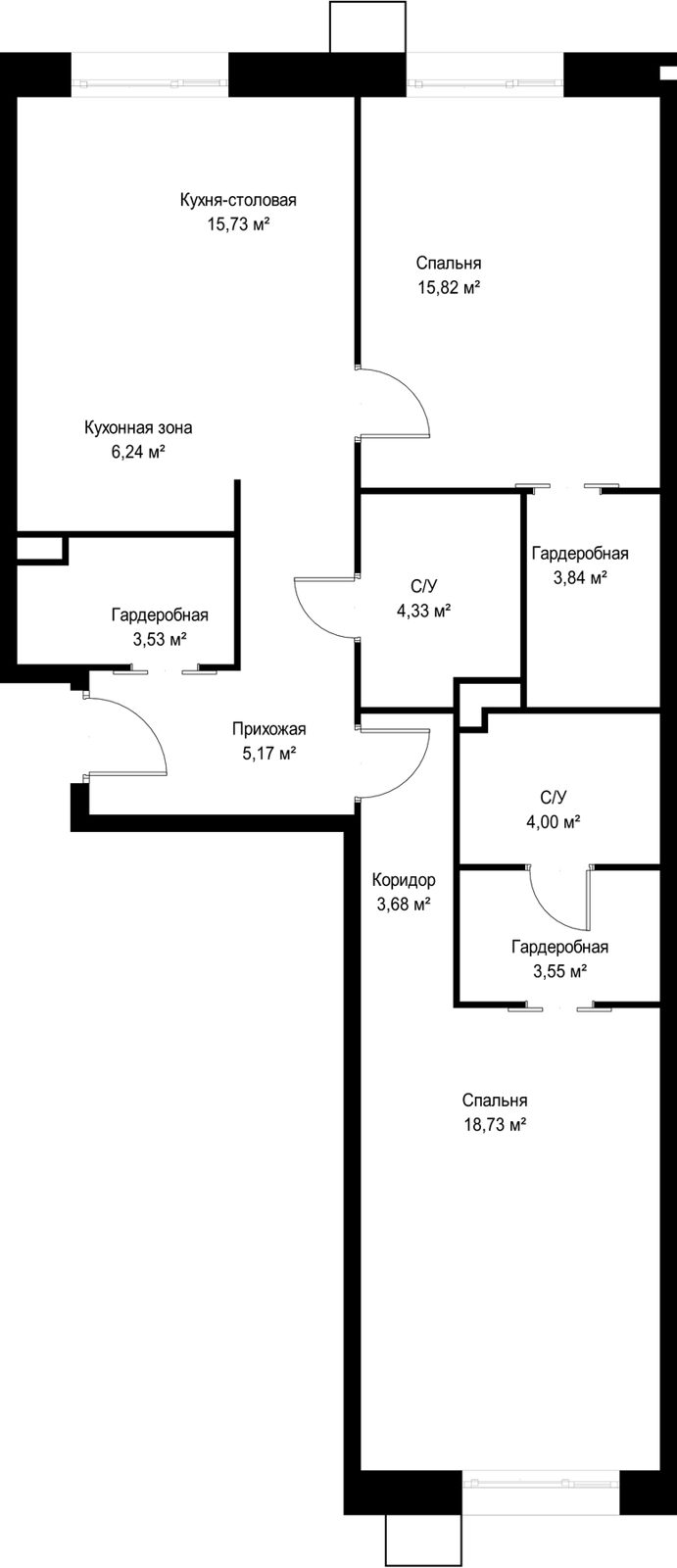 2-комнатная квартира, 84,6 м² — фото 2