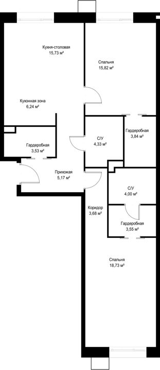 2-комнатная квартира, 84,6 м² — фото 2