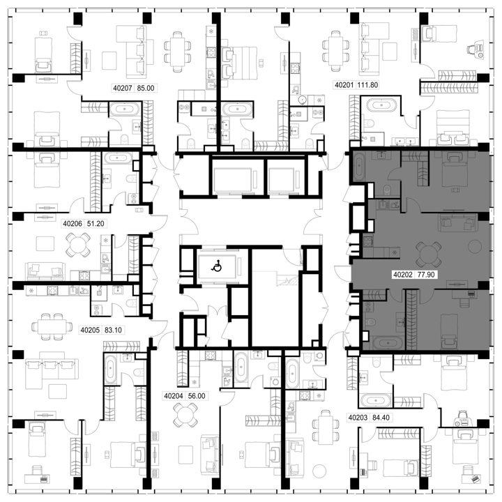 2-комнатная квартира, 77,9 м² — фото 2