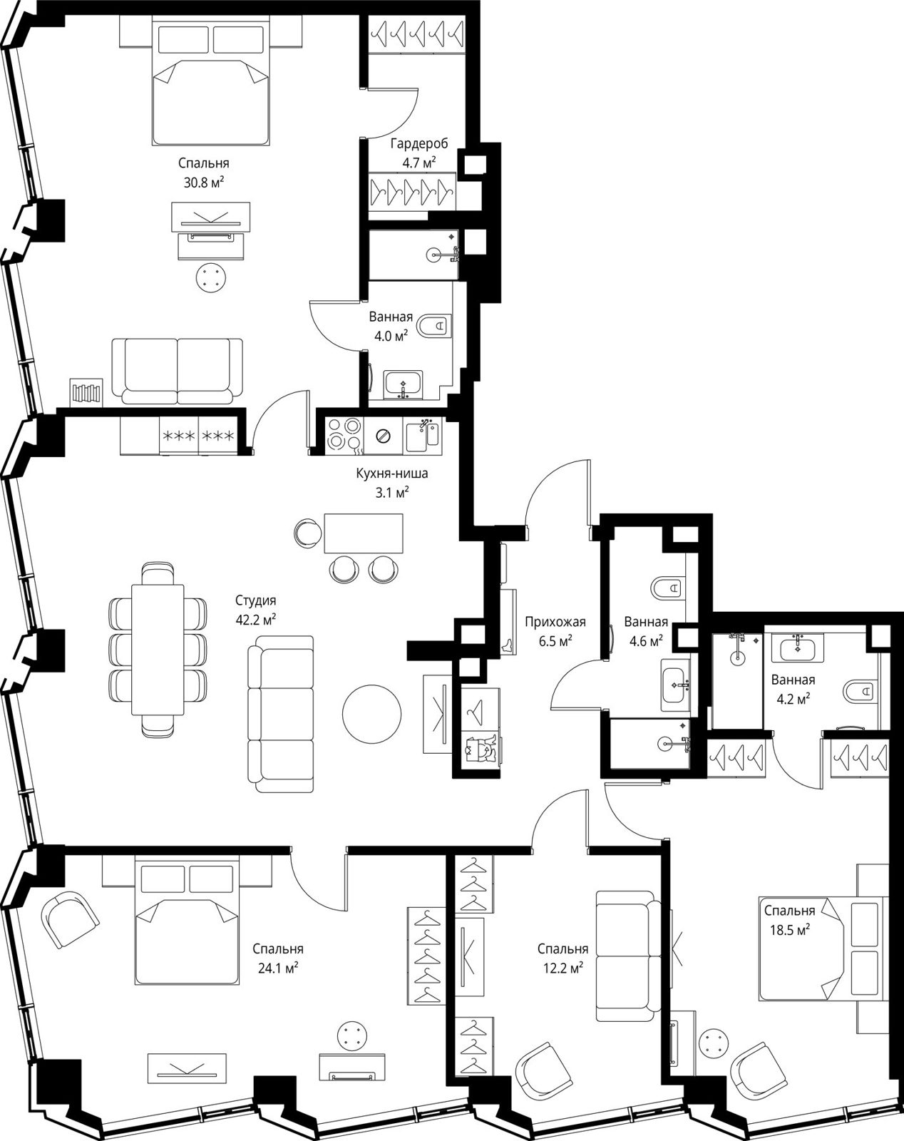 4-комнатная квартира, 154,9 м²