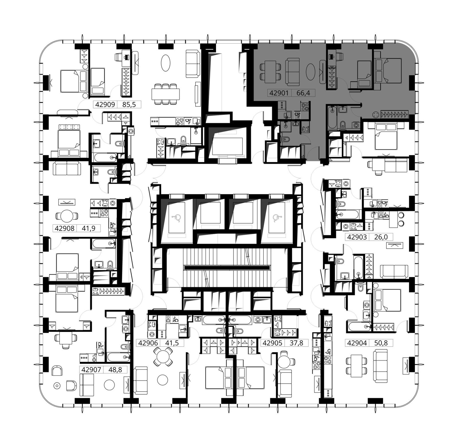 2-комнатная квартира, 66,4 м² — фото 2