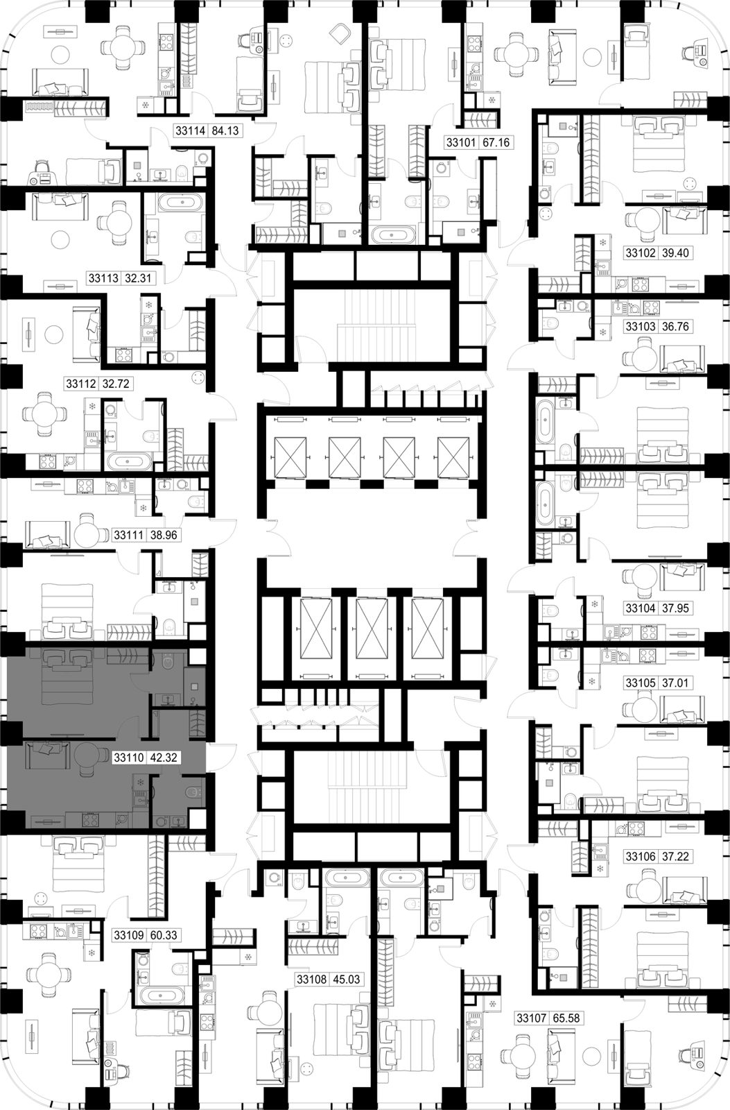 1-комнатная квартира, 42,3 м² — фото 2