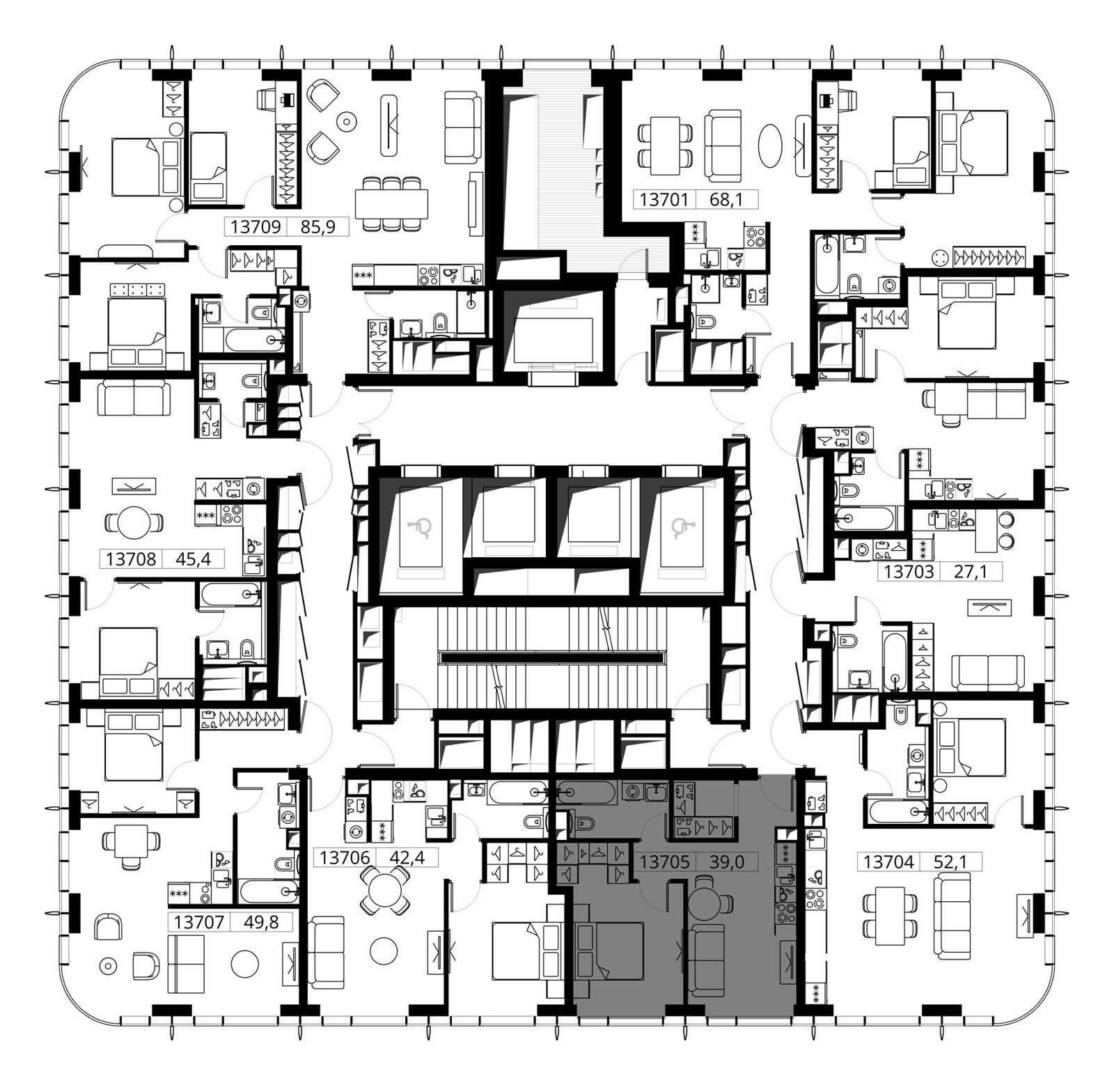 1-комнатная квартира, 39 м² — фото 2