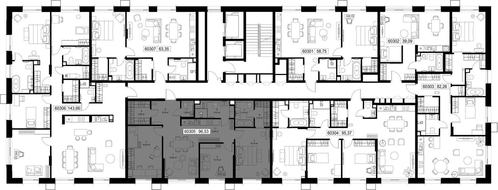 3-комнатная квартира, 96,5 м² — фото 2