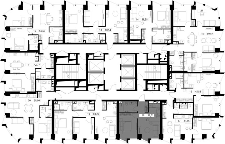 1-комнатная квартира, 39,2 м² — фото 2
