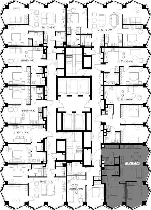 2-комнатная квартира, 71 м² — фото 2
