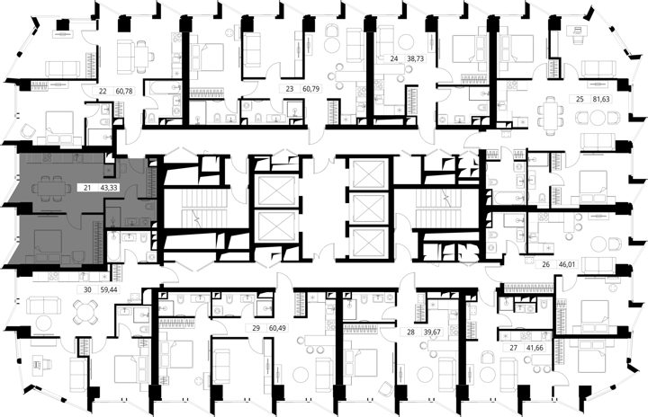 1-комнатная квартира, 43,6 м² — фото 2