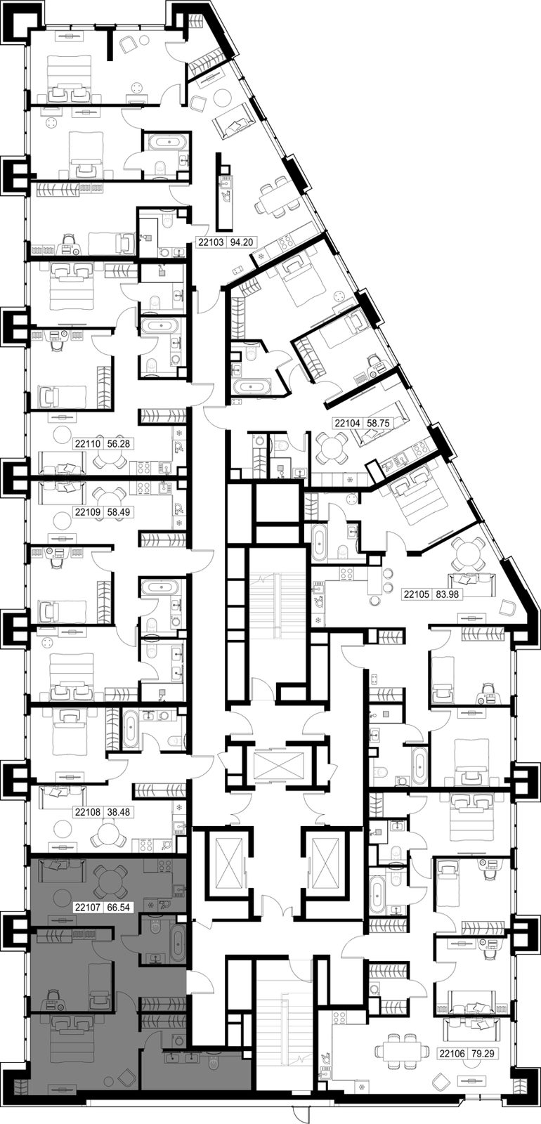 2-комнатная квартира, 66,5 м² — фото 2