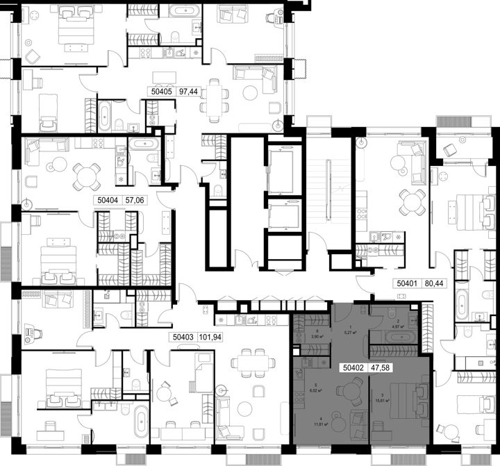 1-комнатная квартира, 47,6 м² — фото 3