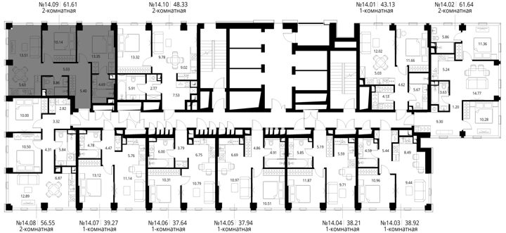 2-комнатная квартира, 61,6 м² — фото 2