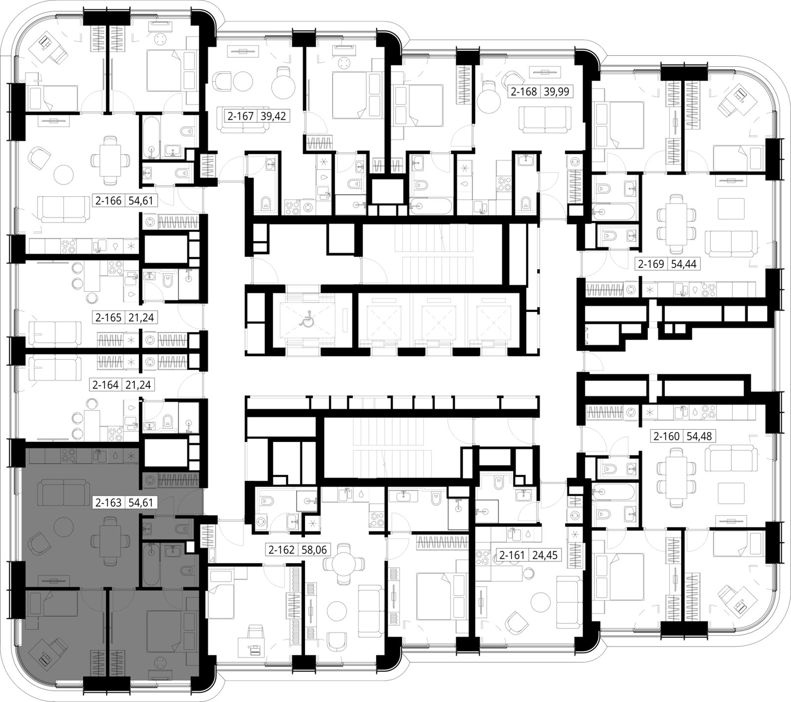 2-комнатная квартира, 53,9 м² — фото 2