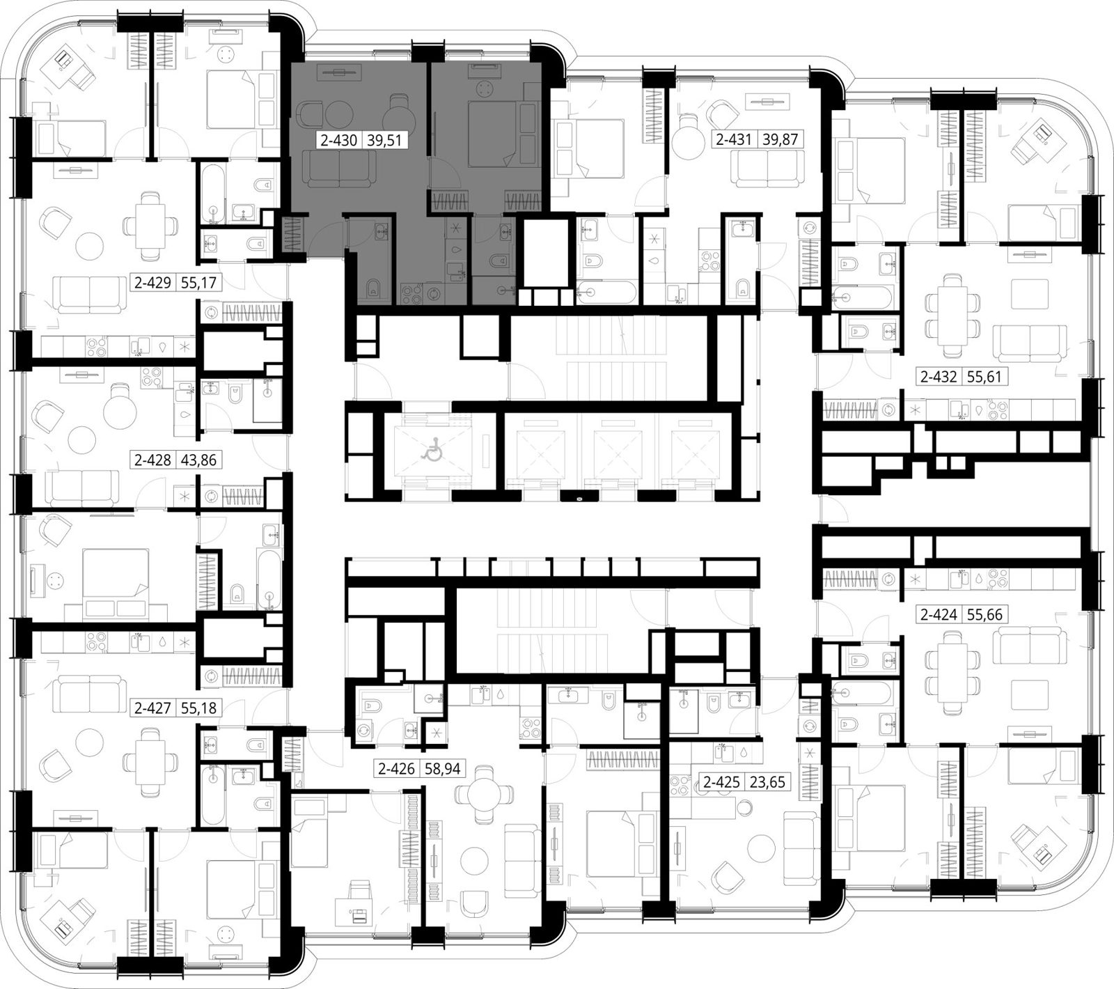 1-комнатная квартира, 38,8 м² — фото 2