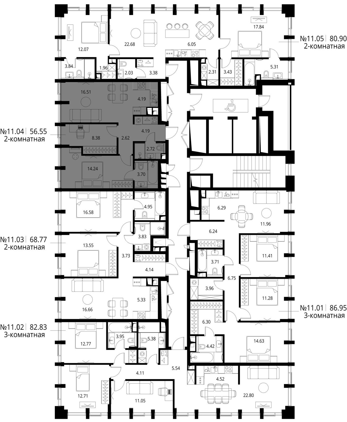 2-комнатная квартира, 56,5 м² — фото 2