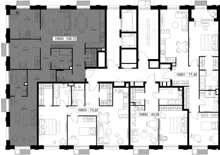 3-комнатная квартира, 108,7 м² — фото 2