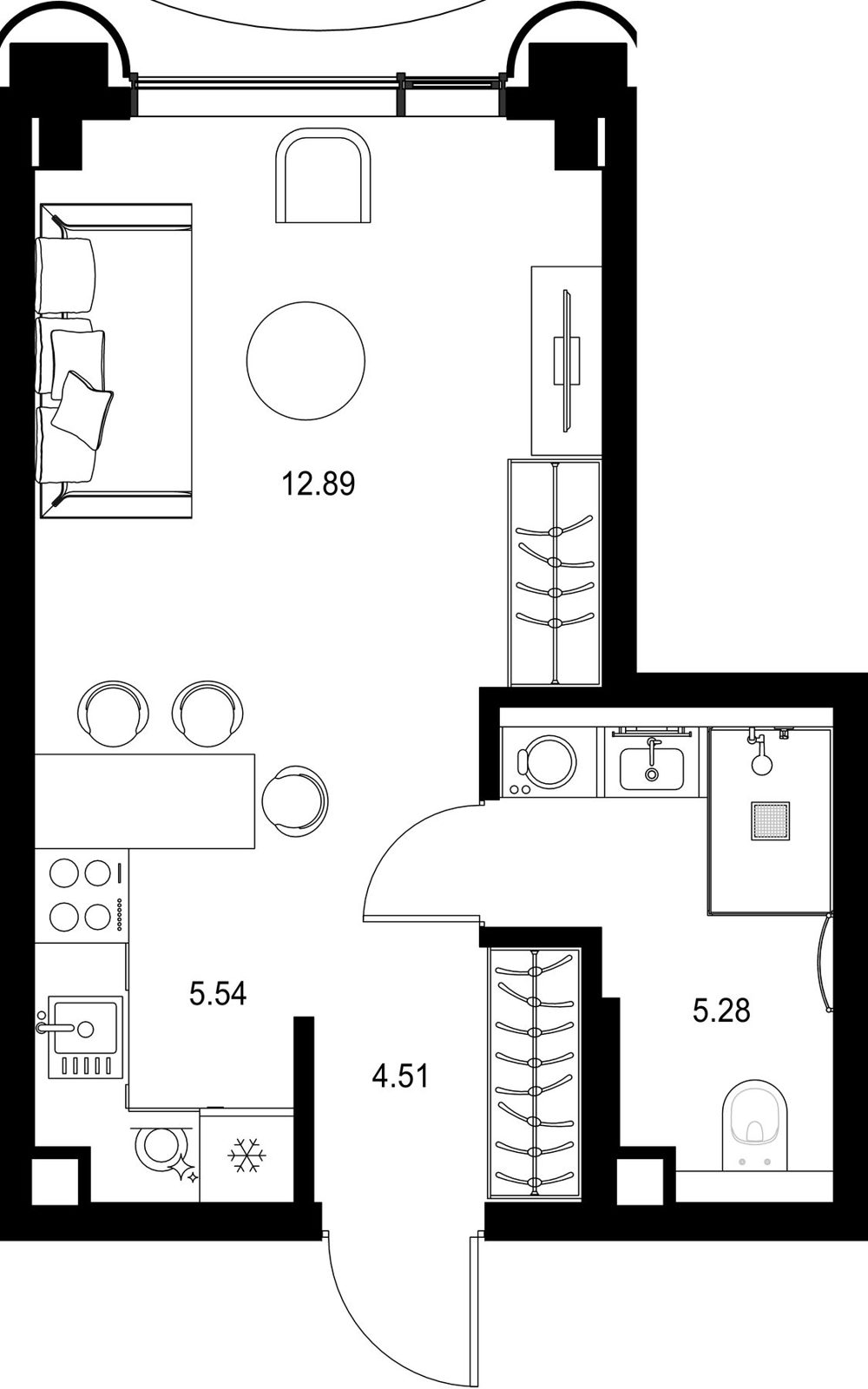Квартира-студия, 28,2 м²