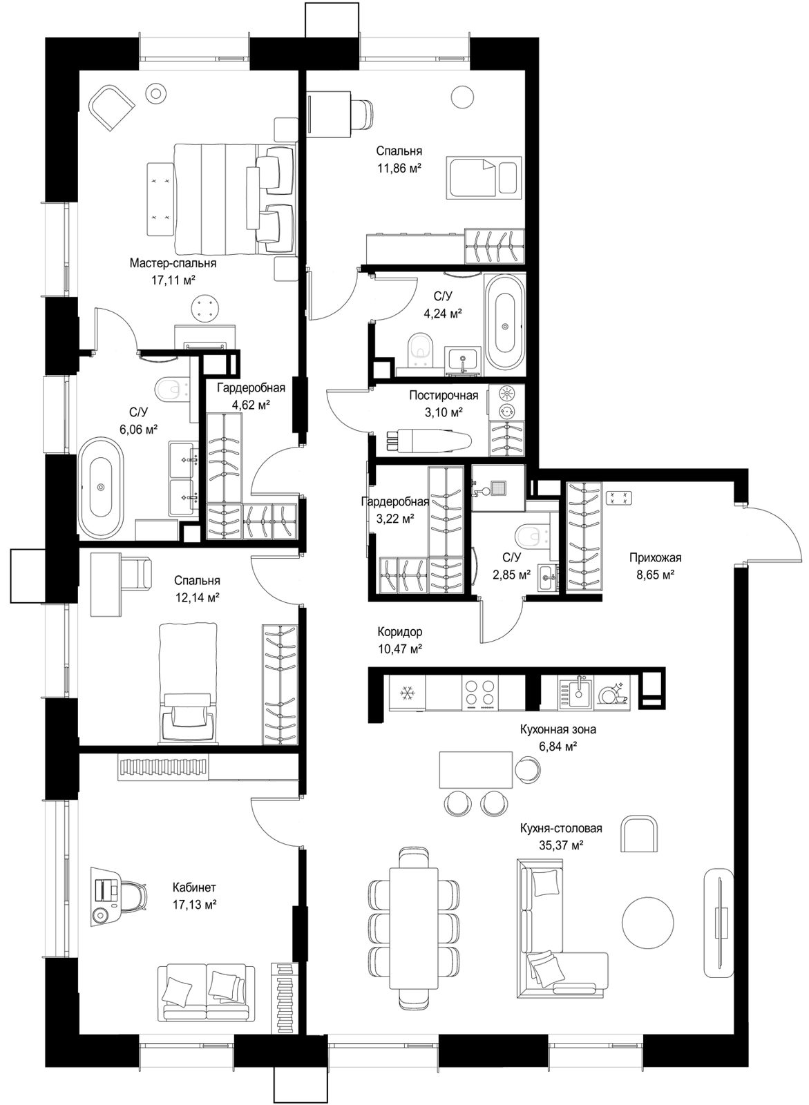 4-комнатная квартира, 143,7 м²