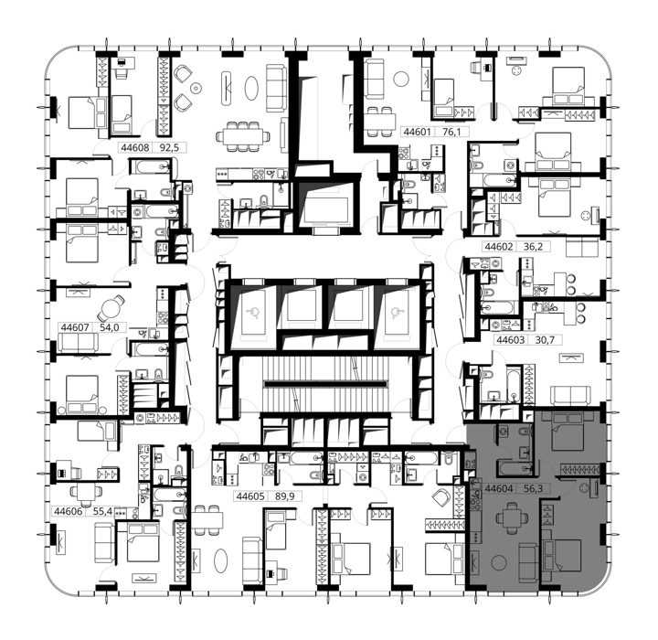 2-комнатная квартира, 56,3 м² — фото 2