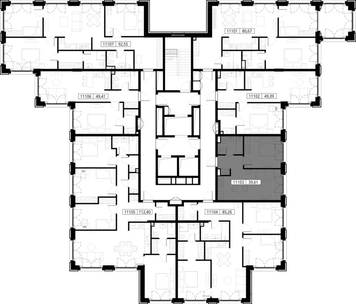 1-комнатная квартира, 39,6 м² — фото 2