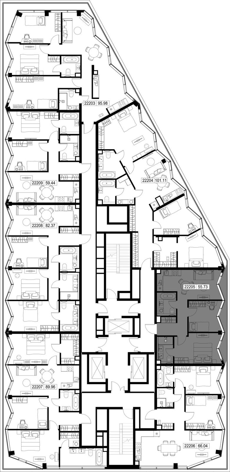 2-комнатная квартира, 55,7 м² — фото 2