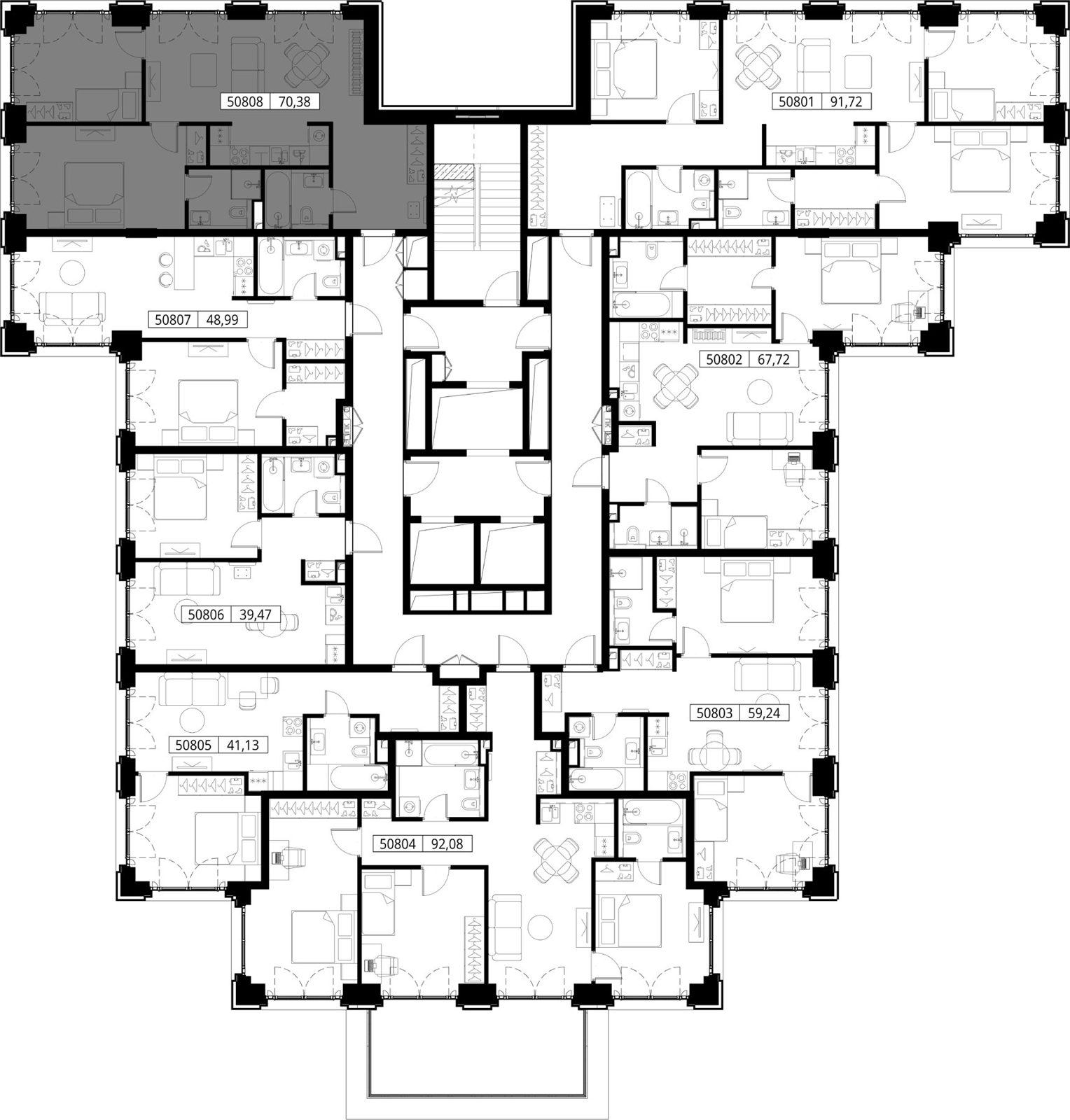 2-комнатная квартира, 70,4 м² — фото 2