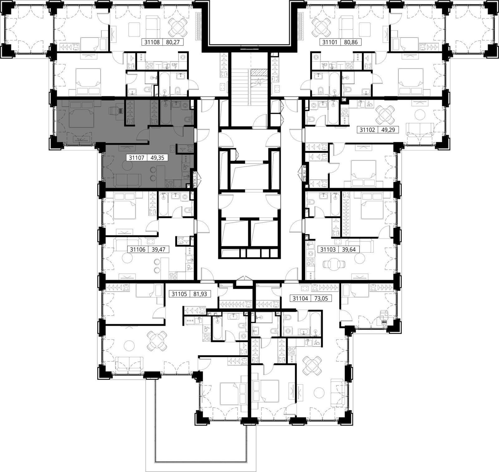 1-комнатная квартира, 49,4 м² — фото 2