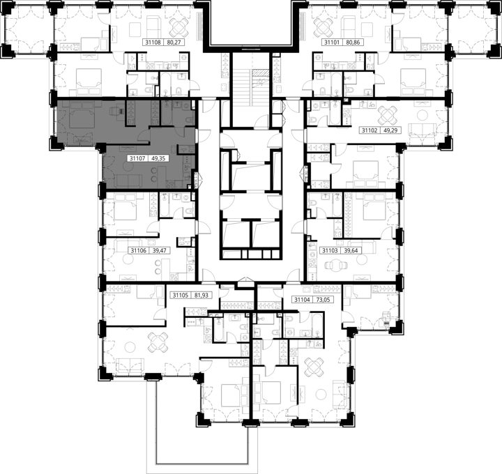 1-комнатная квартира, 49,4 м² — фото 2