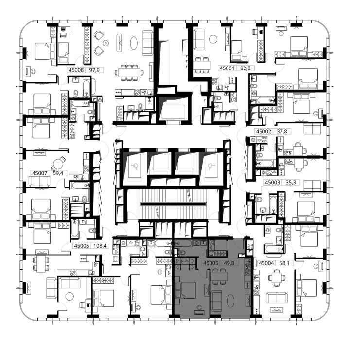 1-комнатная квартира, 49,8 м² — фото 2