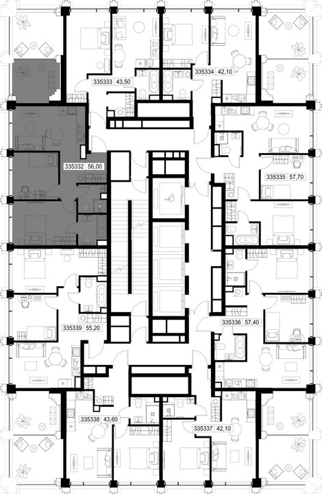 2-комнатная квартира, 56 м² — фото 2