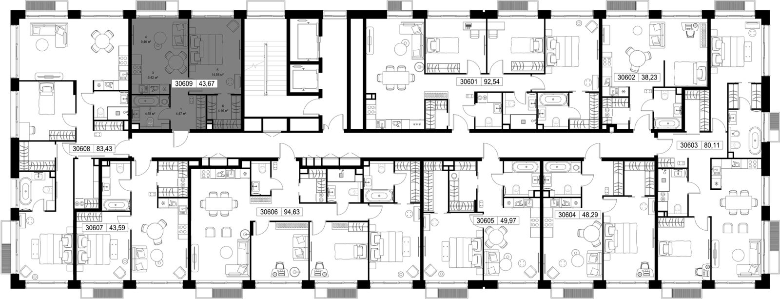 1-комнатная квартира, 43,7 м² — фото 2
