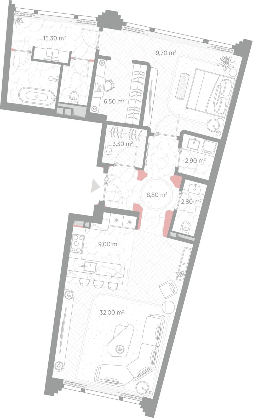 1-комнатная квартира, 100,3 м²