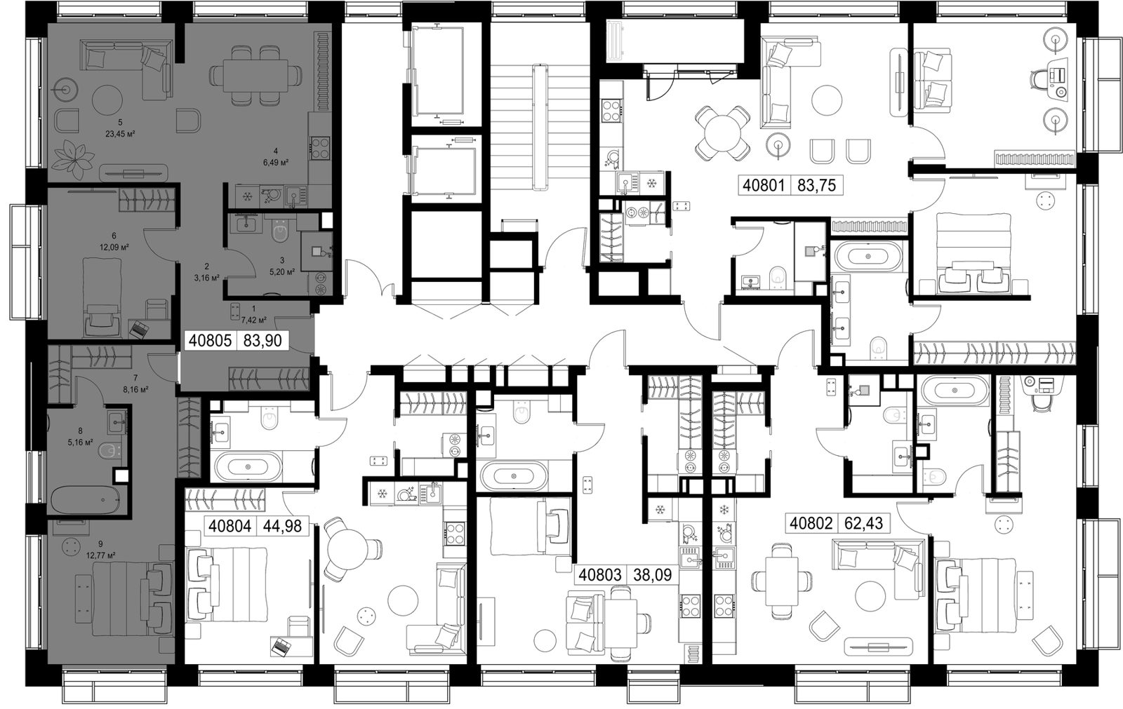 2-комнатная квартира, 83,9 м² — фото 2