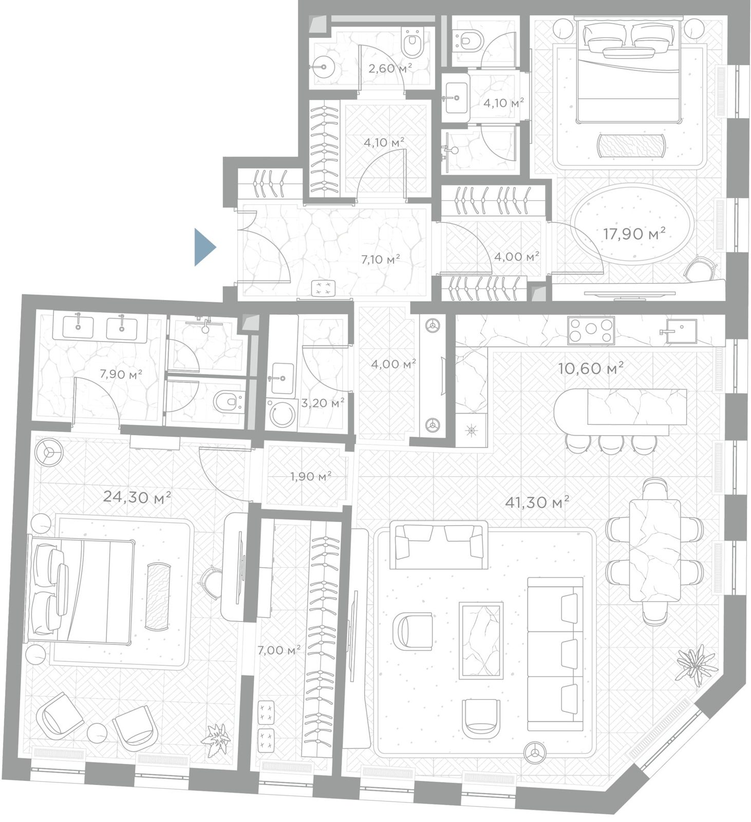 2-комнатная квартира, 140 м²