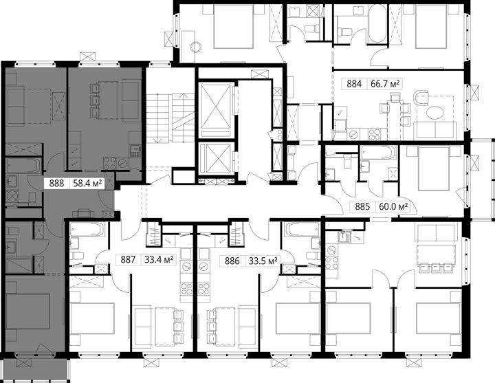 2-комнатная квартира, 58,4 м² — фото 2