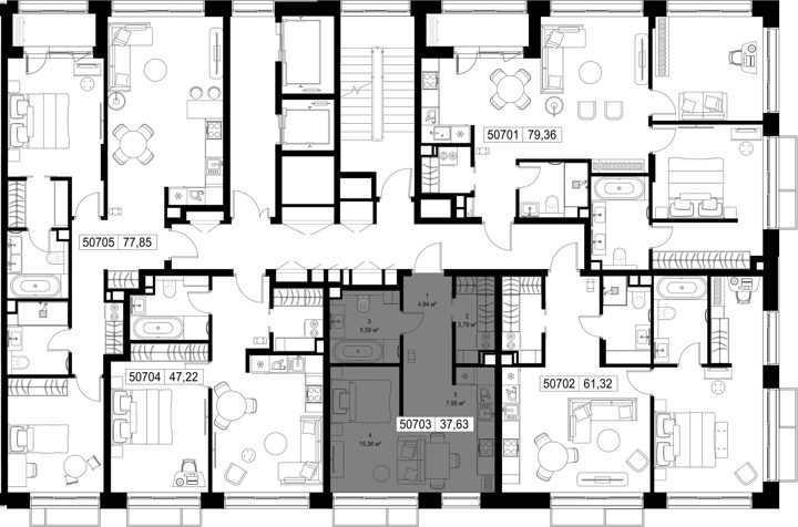 1-комнатная квартира, 37,6 м² — фото 2