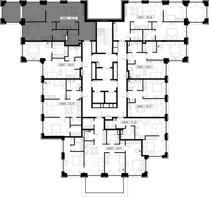2-комнатная квартира, 82,2 м² — фото 2
