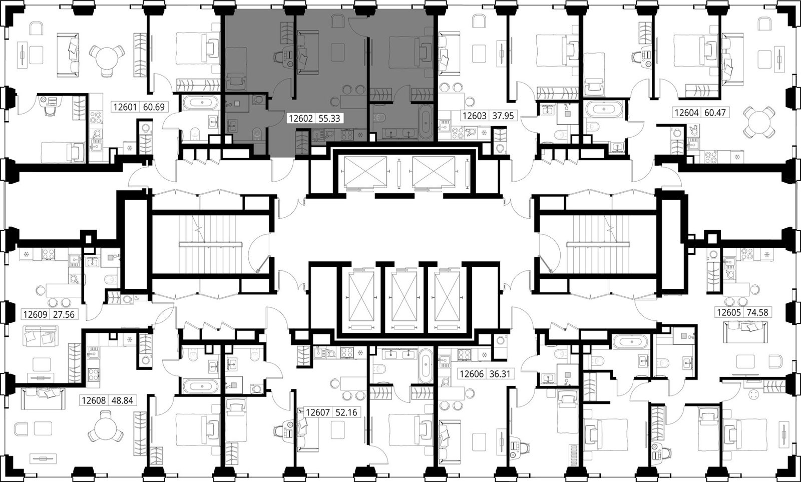 2-комнатная квартира, 55,3 м² — фото 2