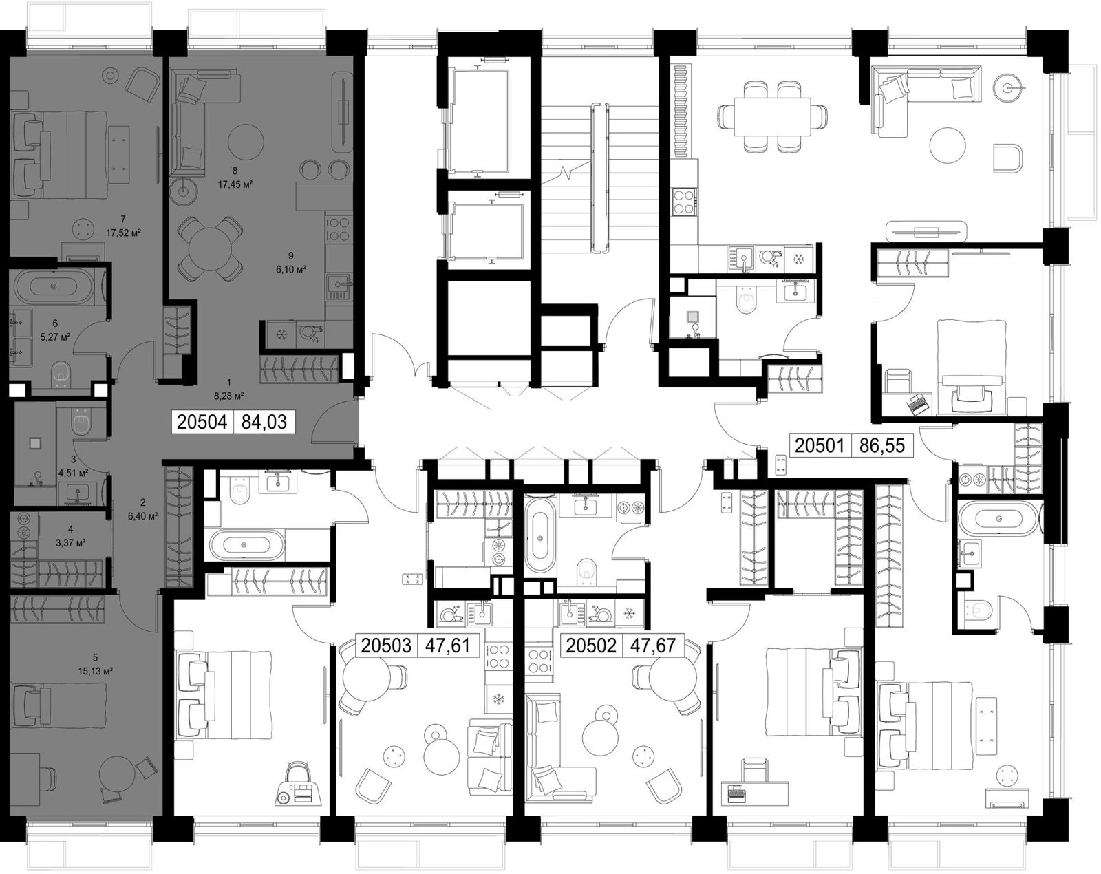 2-комнатная квартира, 84 м² — фото 2
