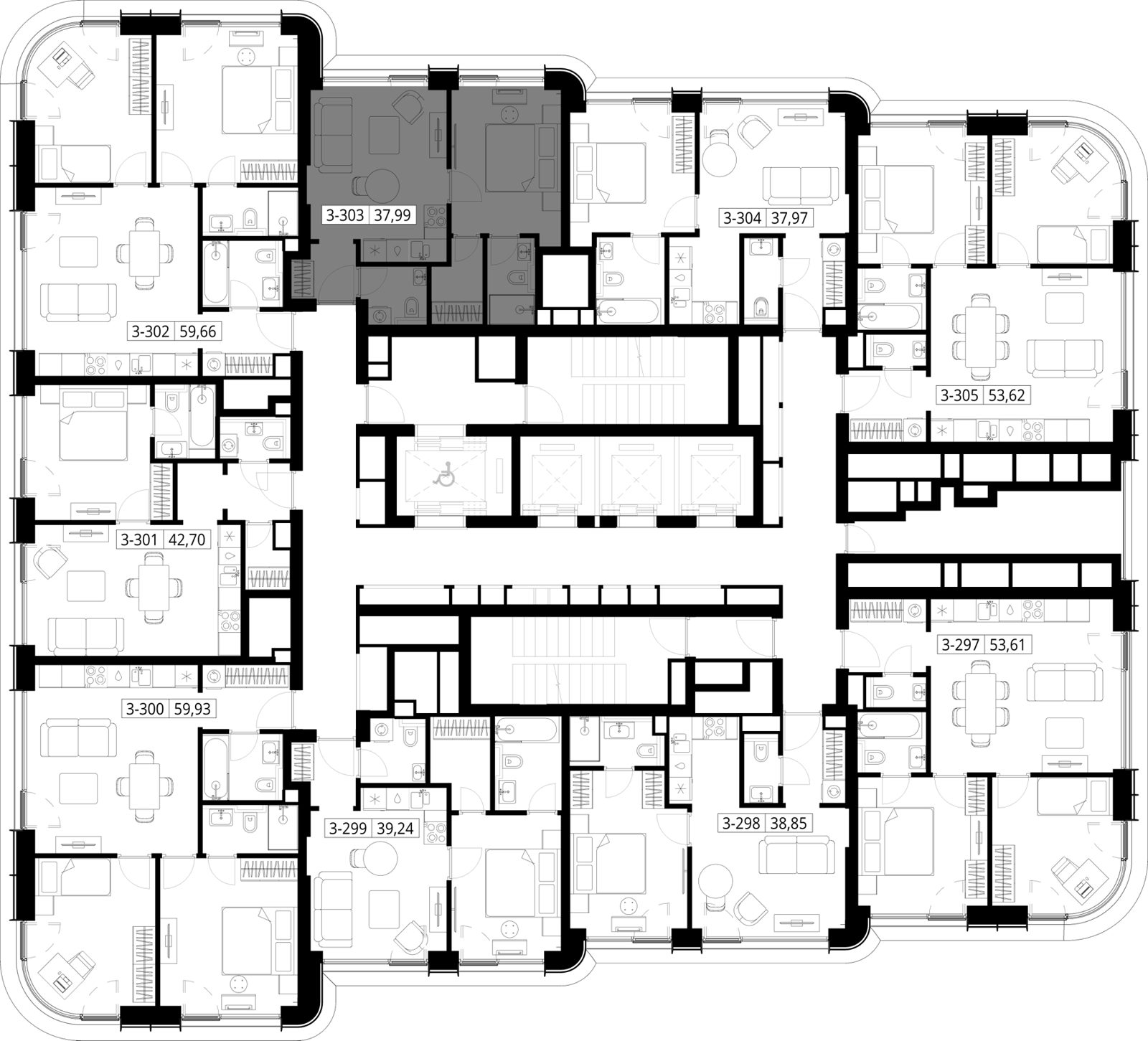 1-комнатная квартира, 38 м² — фото 2